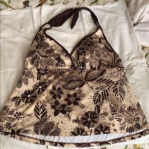 Catalina Brown and tan swim tankini. size 2x